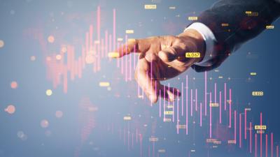 Hand pointing toa graph